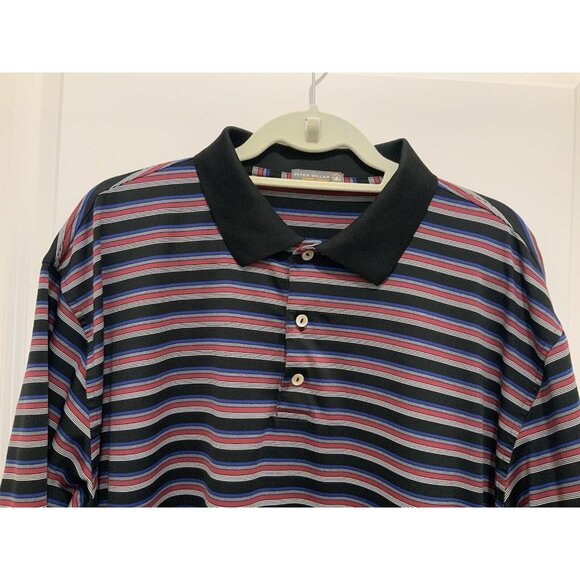 Peter Millar Polo XXL Mens Black Gray Striped Short Sleeve Summer Comfort - Picture 2 of 9